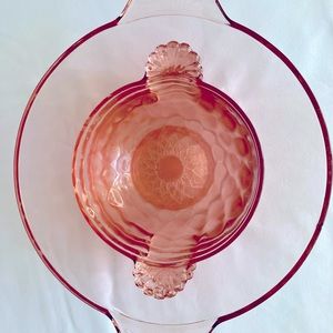 Anchor Hocking Pink Diamond Optic Serving Bowl with 5 Individual Bowls